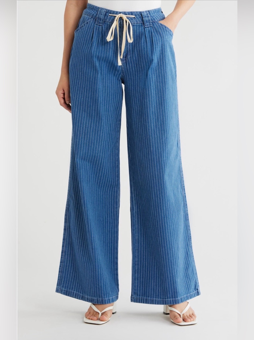 Sanctuary Blue High-Rise Wide-Leg Cotton Jeans